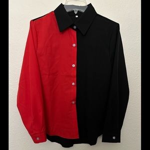 Black and red blouse top